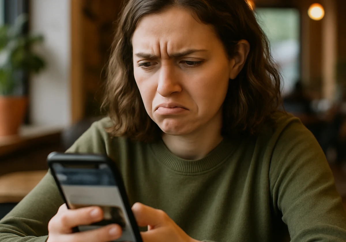 Person on their mobile phone scrolling through an app